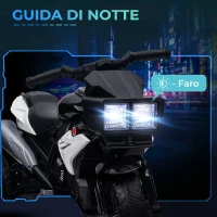 HOMCOM Moto Elettrica per Bambini 3-5 Anni (max. 25kg) con 3 Ruote, Luci e Suoni, Batteria 6V, Nero, 86x42x52cm(m-5)