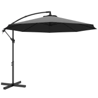 Outsunny 3m Overhanging Cantilever Parasol, with Cross Base - Grey(m-1)