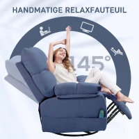 HOMCOM Massagestoel handbedienbare met Warmte- & Ligfunctie Draaibaar, tot 150 kg, Blauw(m-6)