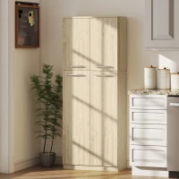 HOMCOM Mobilier de Depozitare Minimal cu 2 Dulapuri și Rafturi Reglabile, din Lemn culoare Stejar, 59x31x155 cm(m-10)