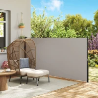 Outsunny Uittrekbare Zijdelingse Zonnescherm, Rolgordijn, Aluminium/Polyester, 3 x 1,4 m, Lichtgrijs(m-9)