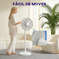 HOMCOM Ventilador de Pie con Control Remoto Altura Ajustable 4 Velocidades Oscilación 80° Temporizador 10H Pantalla LED Blanco(m-17)
