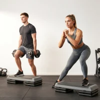 SPORTNOW Adjustable Fitness Stepper, with Non-Slip Surface, for Home, Gym, Office Workout, Grey(m-8)