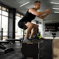 SPORTNOW Multi-Faceted Jump Box, Wooden Step Up Box, for Home, Gym, Exercise, Black(m-10)