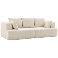 HOMCOM 3‑Sitzer‑Chenille‑Sofa 248 cm, modernes Wohnzimmersofa, breite gepolsterte Sitzfläche, Taschenfederkissen, beige(m-1)