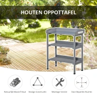 Outsunny planttafel tuintafel bloementafel met metalen werkblad tuinhout grijs 76 x 37 x 89 cm(m-6)