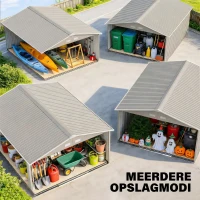 Outsunny Berging, Weerbestendig tuinhuis voor tuingereedschap, met ventilatieramen, schuifdeuren, staal, lichtgrijs(m-7)
