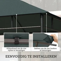 Outsunny partytentdak, vervangend dak voor partytent, partytentafdekking, polyester bescherming tegen de zon, donkergrijs 3 x 3 m(m-5)