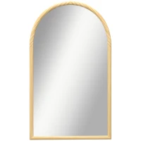 HOMCOM Miroir mural arche, 110 x 65 cm Cadre en bois, Miroir arqué pour le salon, la chambre, l'entrée, bois naturel(m-1)