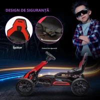 HOMCOM Kart mașină electrică pentru copii 12V, 3-8 ani, viteză 3-5 km/h și centură de siguranță, 100x58x58,5cm, roșu(m-6)