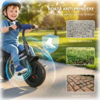 HOMCOM Triciclu pentru Copii, Bicicletă pentru Copii, Coș Spate, Suport pentru Pahar, Umbrelă, Metal, Albastru închis(m-5)