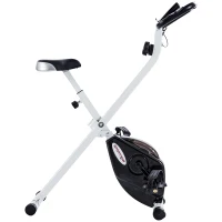 SPORTNOW Cyclette Pieghevole Magnetica 8 Livelli, Display LCD, Rotelle e Sellino Regolabile, Nero(m-1)