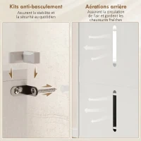 HOMCOM Meuble à chaussures 20 paires armoire à chaussures à haute brillance 5 niveaux étagères réglables 72x34,5x103cm blanc(m-7)