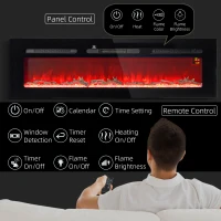 HOMCOM Elektrischer Kamin mit Wandhalterung und Fernbedienung, künstliche Holzscheite und Kristalle, 1800W Leistung, Schwarz(m-5)