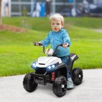 AIYAPLAY Quad Elettrico per Bambini 12V con 2 Motori, Sospensioni, Fari LED, MP3, 37-60 Mesi, Interno Esterno, Bianco(m-2)