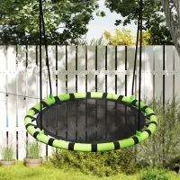 AIYAPLAY Balançoire nid d'oiseau, balançoire suspendue avec cordes réglables en hauteur, siège rond Ø 100 cm, noir(m-9)