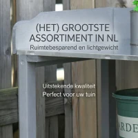 Outsunny planttafel tuintafel bloementafel met metalen werkblad tuinhout grijs 76 x 37 x 89 cm(m-7)