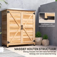 Outsunny tuinkast met interne plank en werkblad, van vurenhout en gegalvaniseerd staal, 79x43x92 cm, houtkleur(m-7)