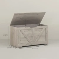 HOMCOM Coffre de rangement, banc de rangement avec couvercle rabattable et charnières de sécurité, 80 x 40 x 45 cm, gris(m-3)