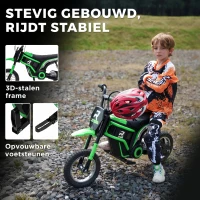 HOMCOM Elektrische Kindermotor, 24V motor, instelbare snelheid, muziek & lichten, Groen(m-9)