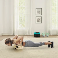 SPORTNOW Push Up Bars Set, Liegestützgriffe mit Trainingsboard & Widerstandsbändern, Holz(m-10)