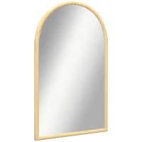 HOMCOM Miroir mural arche, 110 x 65 cm Cadre en bois, Miroir arqué pour le salon, la chambre, l'entrée, bois naturel(m-12)