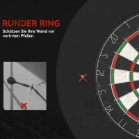 SPORTNOW Dartscheibe Dartboard-Set mit Schutzring, 6 Dartpfeile mit Stahlspitzen, Sisal, Kunststoff, Schwarz(m-5)