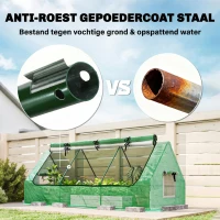 Outsunny foliekas minikas met gaasvenster, UV-bestendig koudframe voor tuinteelt, PE-folie, groen, 240 x 90 x 90 cm(m-7)