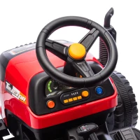 AIYAPLAY Tracteur électrique enfants avec remorque amovible, voiture électrique enfants, télécommande 2,4G, 139x58x55cm, rouge(m-15)