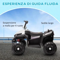 AIYAPLAY Quad Elettrico per Bambini 12V con 2 Motori, Sospensioni, Fari LED, MP3, 37-60 Mesi, Interno Esterno, Bianco(m-4)