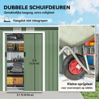 Outsunny Tuinhuis tuinhuisje met schuifdeur raam buiten staal lichtgroen(m-5)