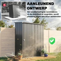 Outsunny Tuinschuur Gereedschapsschuur, afsluitbare deur, weerbestendig, incl. schappen, 161,5 cm x 94,5 cm x 196 cm, Zwart(m-6)