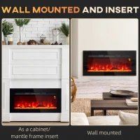 HOMCOM Cheminée électrique 1800 W avec effet flamme en LED 3 couleurs et 5 luminosités, montage mural/encastrable(m-8)