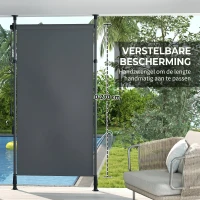 Outsunny Verstelbare Freestanding Zonnescherm zonder Boren - Aluminium Frame - 1,5 x 2,2-3,1 m - Donkergrijs(m-5)