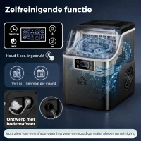 HOMCOM Eisblokjesmachine IJsblokjesdispenser Ice-Maker 20kg/24u 2,3L IJsbereider met 3,2L Watertank, Zwart(m-9)