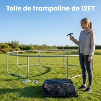 SPORTNOW Tapis de rechange pour trampoline tapis de saut de remplacement, compatible trampoline Ø 3,7 m et ressorts de 14 cm(m-8)