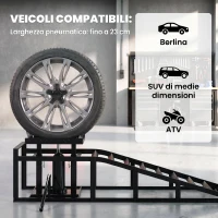 HOMCOM 2 Rampe Idrauliche per Auto, Portata 3T, Altezza 23-32.5cm, Nero(m-7)
