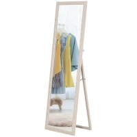 HOMCOM Miroir sur Pied Rectangulaire 160 x 50 cm, Cadre Texturé à Effet Pierre, Angle d'Inclinaison Réglable, Blanc(m-13)