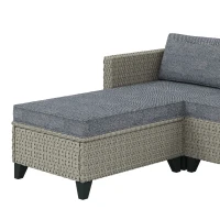 Outsunny 5-Piece Rattan Patio Furniture Set with Corner Sofa, Footstools, Coffee Table, for Poolside, Dark Grey(m-13)