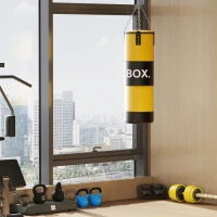 SPORTNOW Saco de Boxe sem Recheio com Luvas de Boxe Gancho e Protetores para Palmas Munhecas Tornozelos Amarelo(m-10)