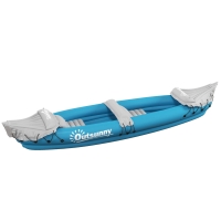 Outsunny Inflatable Kayak, Two-Person Inflatable Canoe Boat Set with Air Pump, Aluminium Oars, 318 x 80 x 50cm - Blue