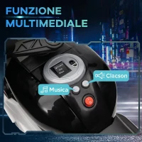 HOMCOM Moto Elettrica per Bambini 3-5 Anni (max. 25kg) con 3 Ruote, Luci e Suoni, Batteria 6V, Nero, 86x42x52cm(m-4)