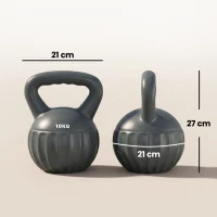 SPORTNOW Kettlebell 10 kg, pesa con asa antideslizante, pesa en bola, musculación, entrenamiento, para gimnasio, Gris(m-3)