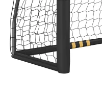 SPORTNOW But de Football avec Mousse de Protection, 6 Piquets de Sol et Filet en PE, 240x85x160cm, Jaune(m-10)