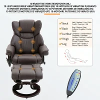 HOMCOM Relax Massagestoel met voetbank 145° kantelbare bruin(m-4)