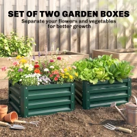 Outsunny Set of Two 60 x 60cm Steel Planter Boxes - Green(m-4)