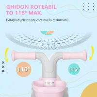 AIYAPLAY Bicicletă de echilibru pentru copii 4 roți șa reglabilă, ghidon ergonomic aliaj aluminiu PP, copii 1-3 ani - Gri Alb Roz(m-7)