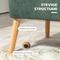 HOMCOM Tweezits Gestoffeerde Sofa, Hout, Zacht Polyester, Schuim, 117 x 56,5 x 77 cm, Groen(m-5)