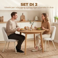 HOMCOM Set 2 Sedie da Pranzo in Velluto, Seduta Imbottita, Bianco(m-4)