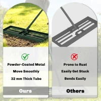 Outsunny Lawn Levelling Rake, 76 x 26 cm Lawn Leveller Lute with 169 cm Handle for Grass Soil Sand Yard Golf Course(m-6)